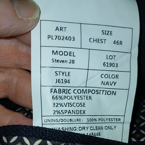 NAVY BLUE MEN'S SUIT JACKET - Picture 5 of 9